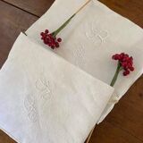 Damask cotton tea towels monogram LP.