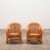 French bohemian set of 2 bamboo chairs from the 1960