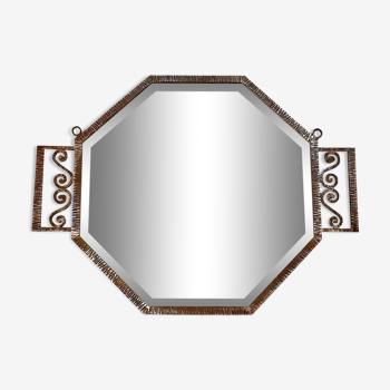 Miroir de courtoise Art Deco en fer forgé, 1930