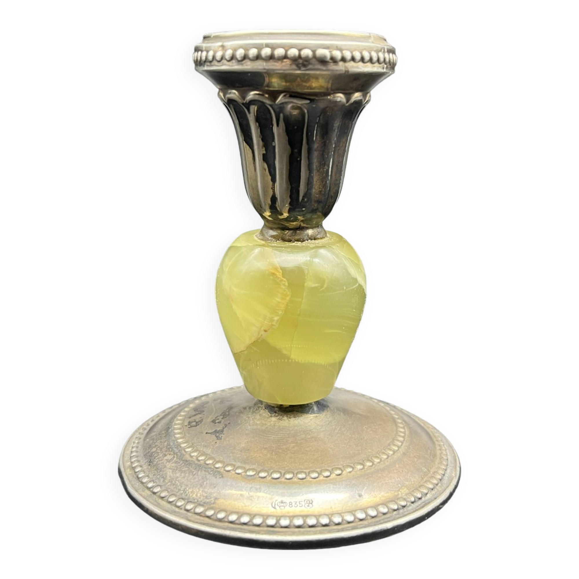 Candlestick in Sterling Silver 835 and onyx Kurz Gottlieb Germany 1920 1930