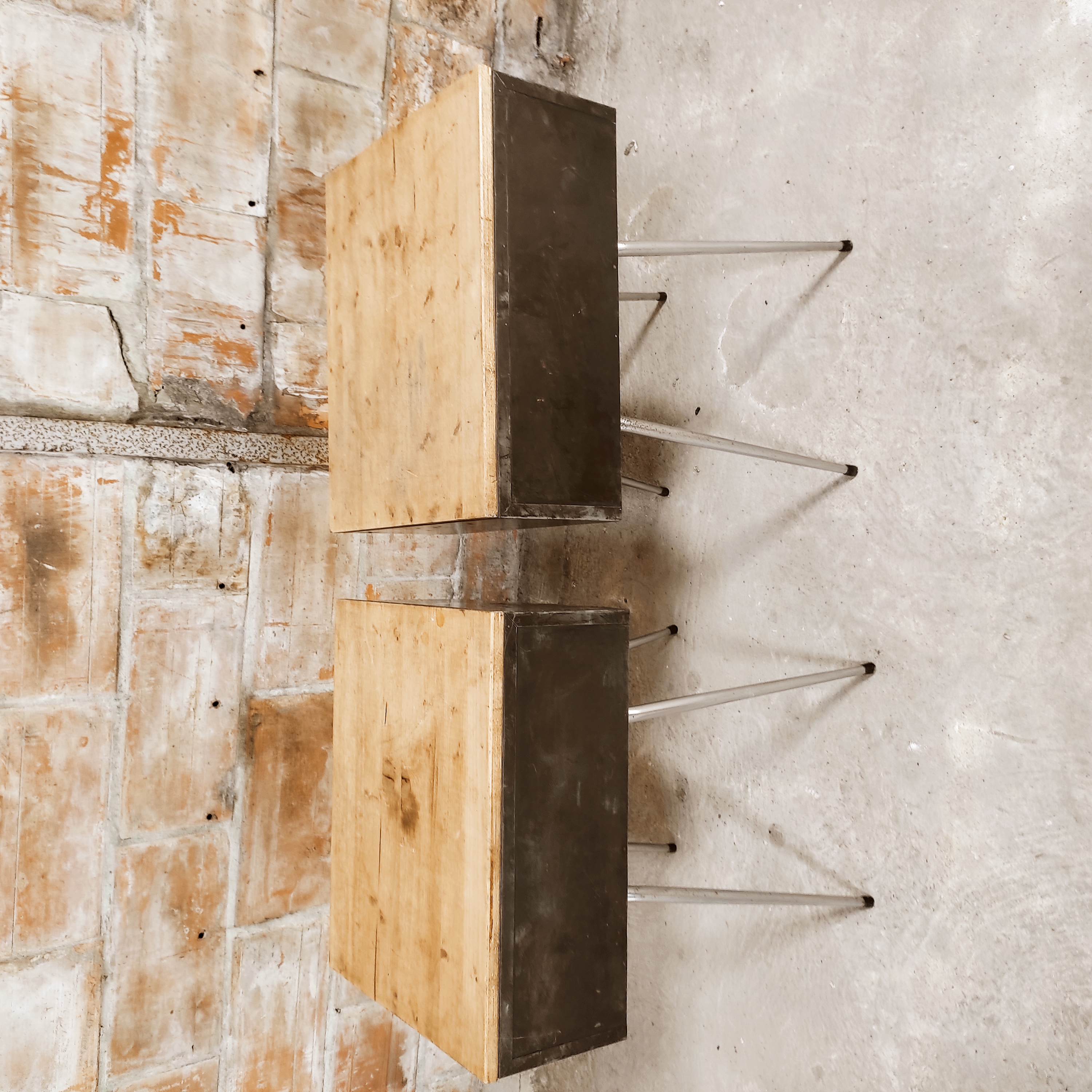 Pair of industrial style bedside table