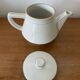 Antique Aluminite Teapot FRUGIER White & Silver Ceramic Vintage