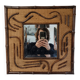 2-tone beveled square wood and rattan mirror