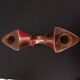 Vintage chandelier 2 branches ceramic red tones brown white - Verceram - Vallauris