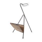 Wicker and metal magazine holder