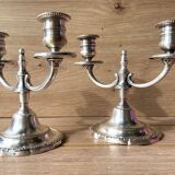 Pair of Candelabra Candlesticks Candle Holders Silver Bronze A. Mourier 1920