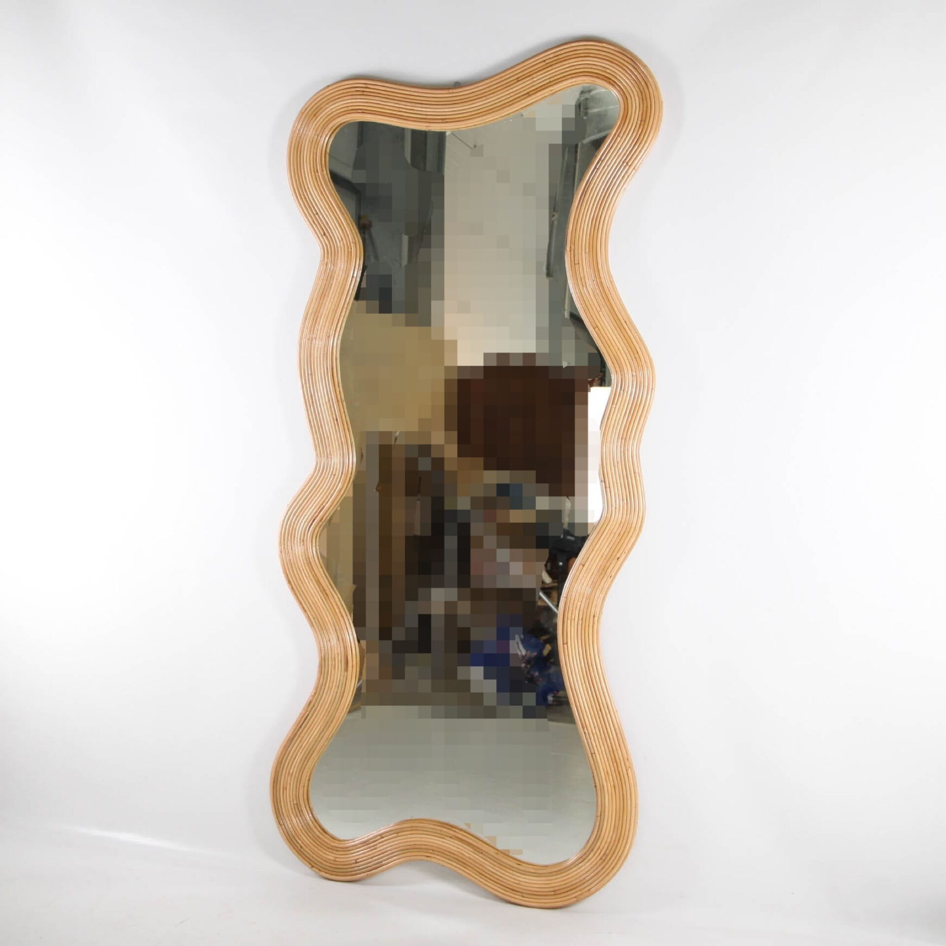 Large "waves" rattan mirror