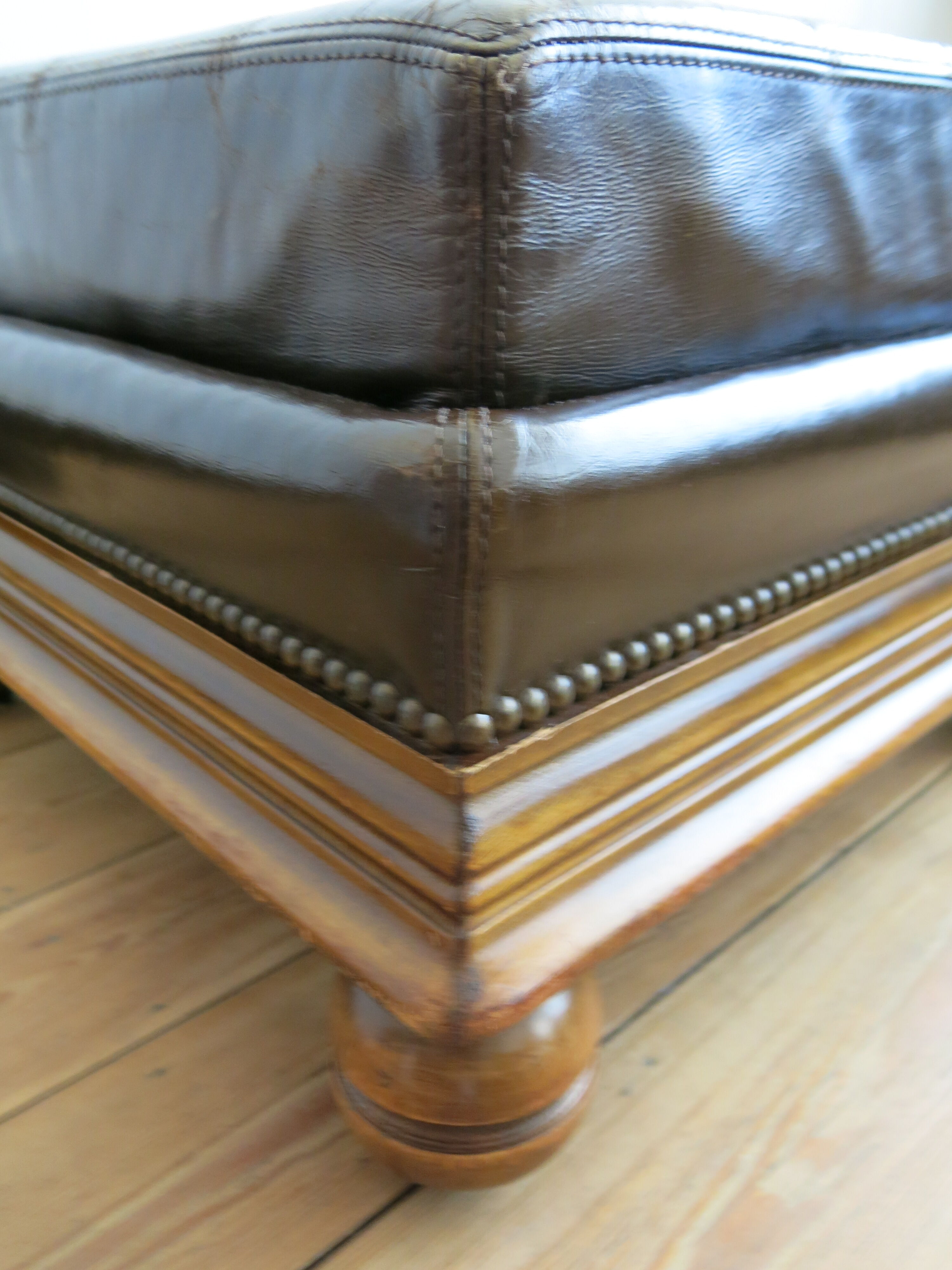English Chesterfield style leather footrest