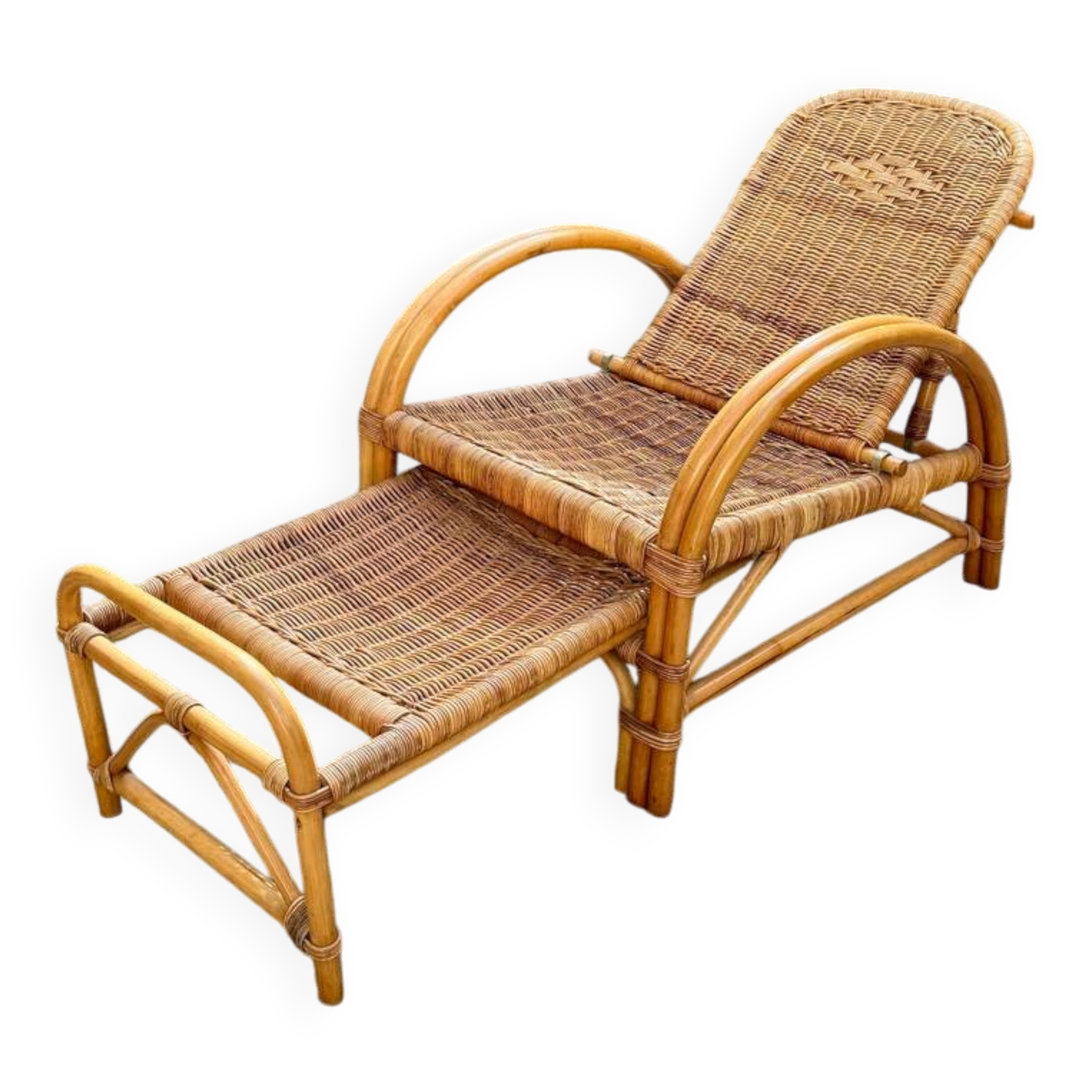 Rattan and wicker lounge chair