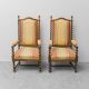 Pair of antique armchairs in wood and fabric with armrests – Classic style