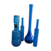 Ensemble blue vintage bouteille vase flacons