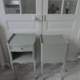 Bedside tables, end tables, beautiful invoices re-enchanted in verdigris waxed finish.