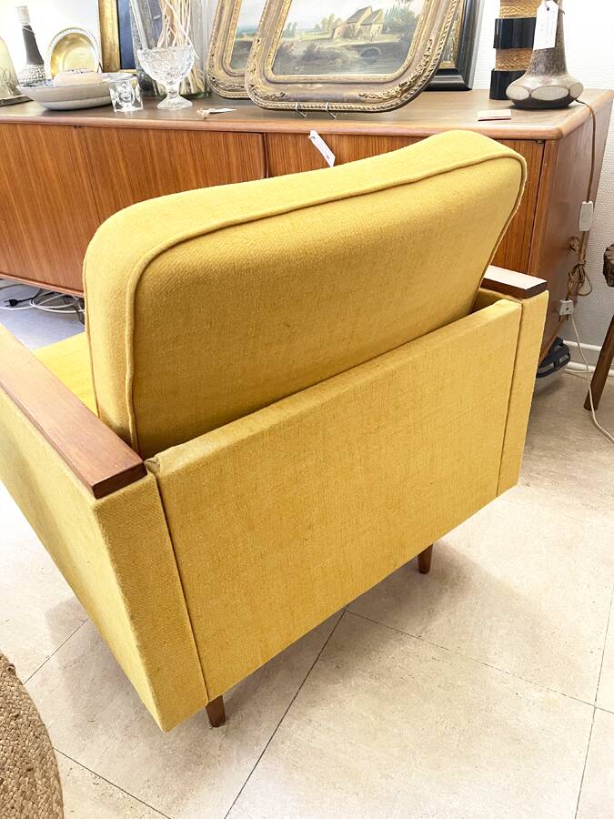 Mustard yellow Scandinavian armchair, 1950