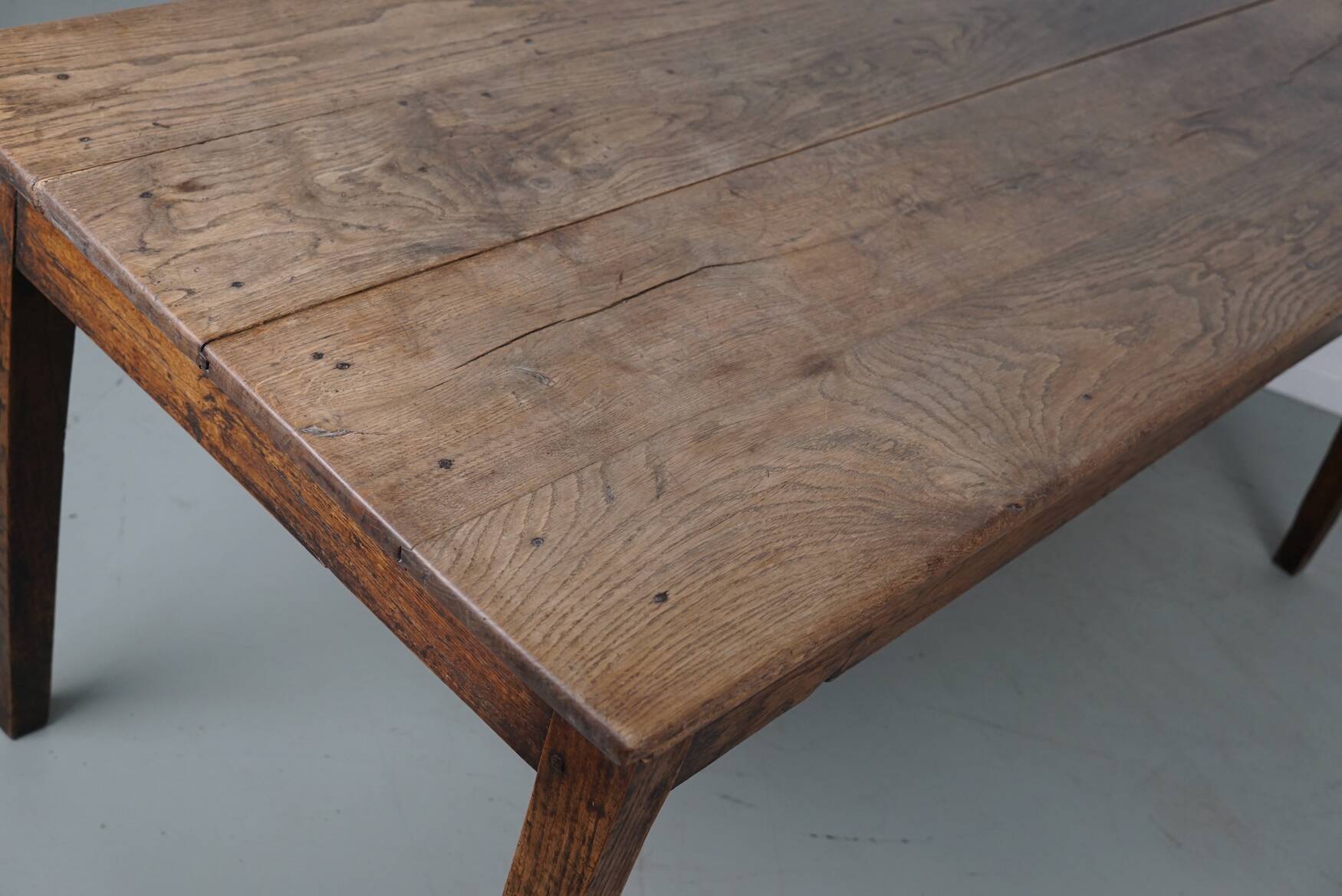 Antique Oak 19th Century French Rustic Farmhouse Dining Table