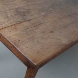 Table de salle à manger de ferme rustique française du 19ème siècle en chêne antique