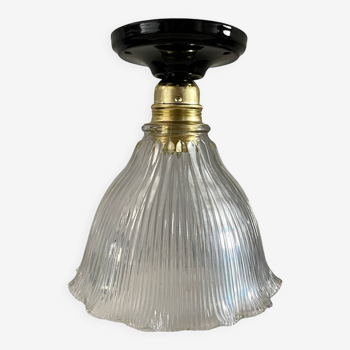 Vintage holophane glass ceiling lamp
