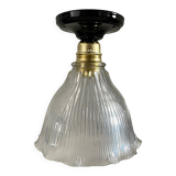 Vintage holophane glass ceiling lamp