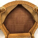Series of three Louis XVI style chairs in gilded wood, circa 1900