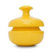 Yellow ceramic vase with lid by Enzo Bioli for Il Picchio, 1970s.