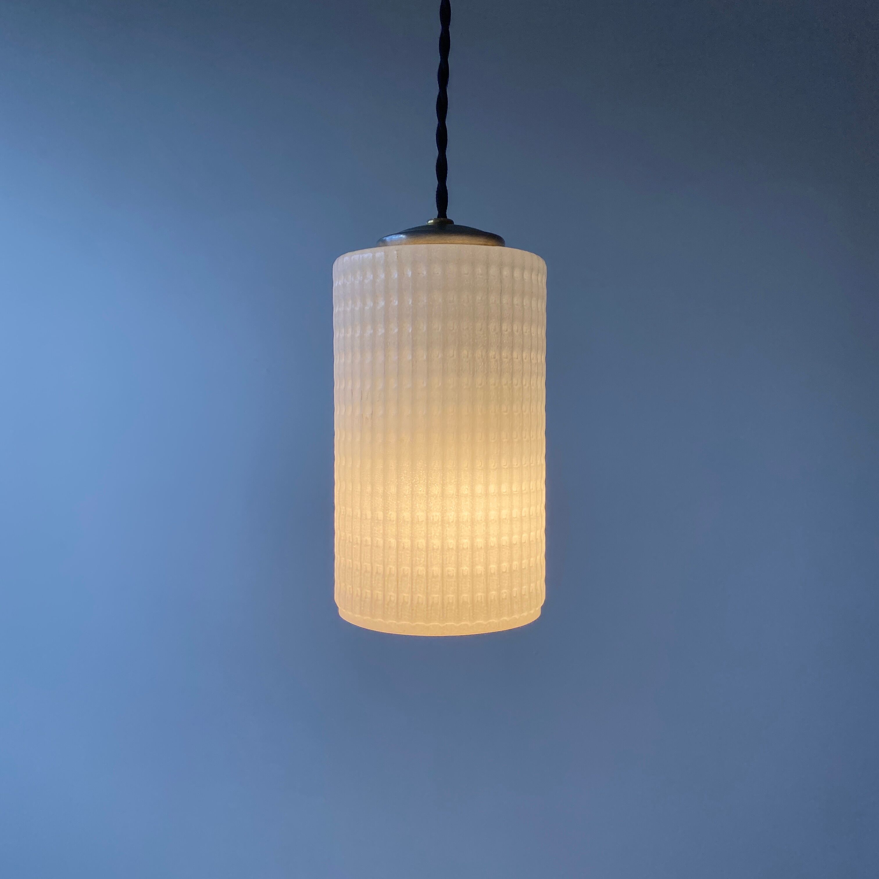 Pair of old vintage opaline pendant lamps