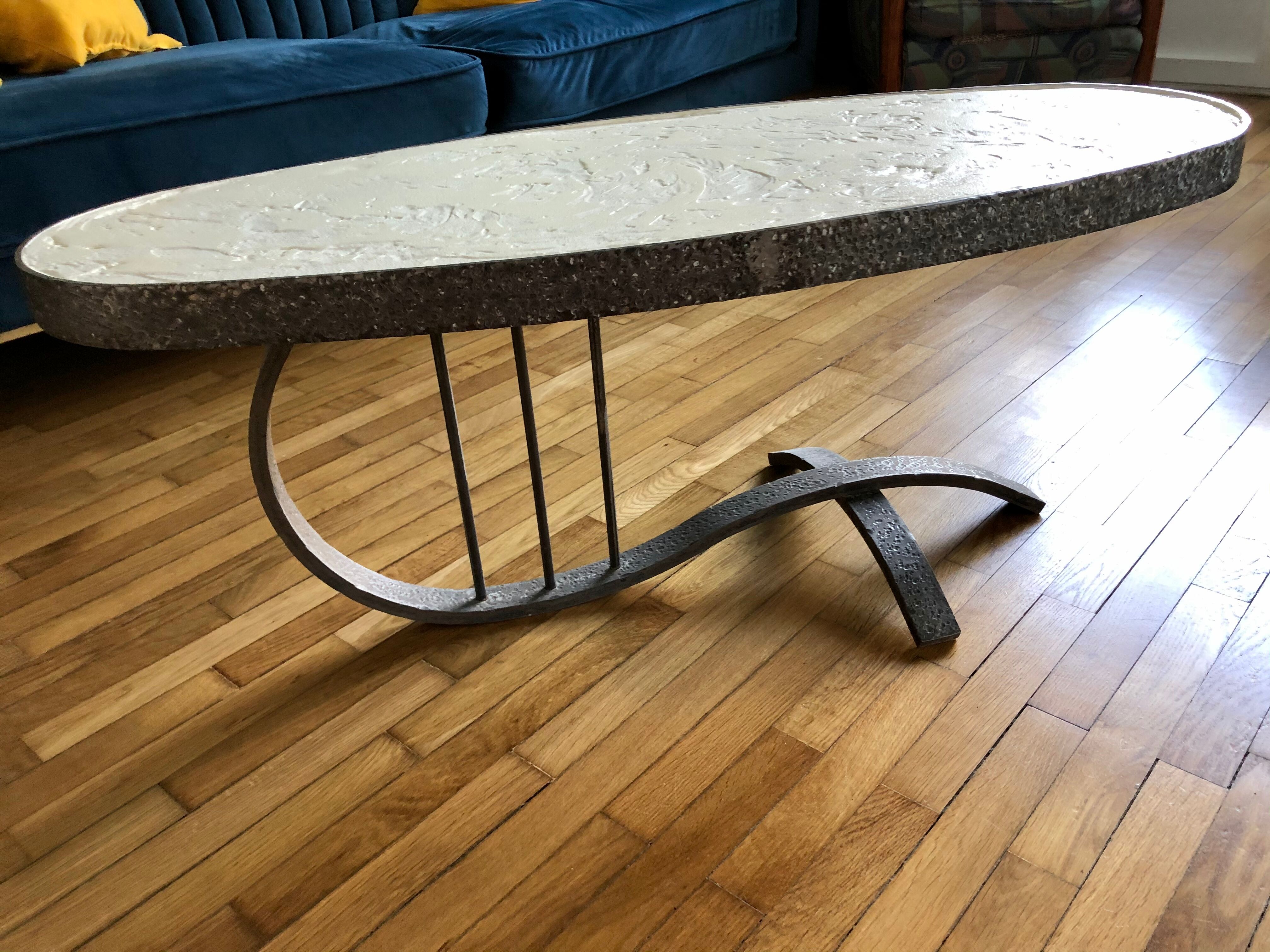70s wrought iron coffee table