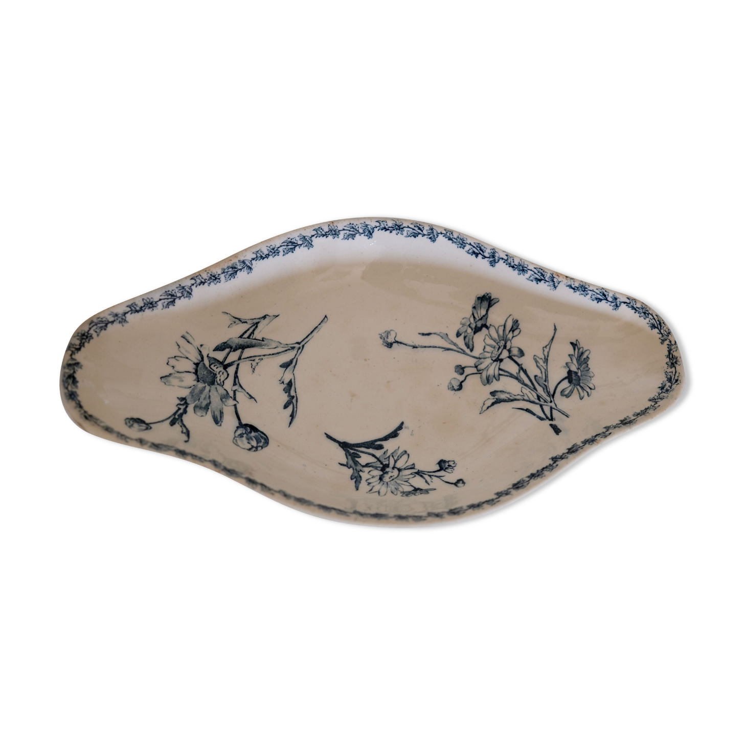 Ravier antique "Marguerite" Luneville faience XIXth