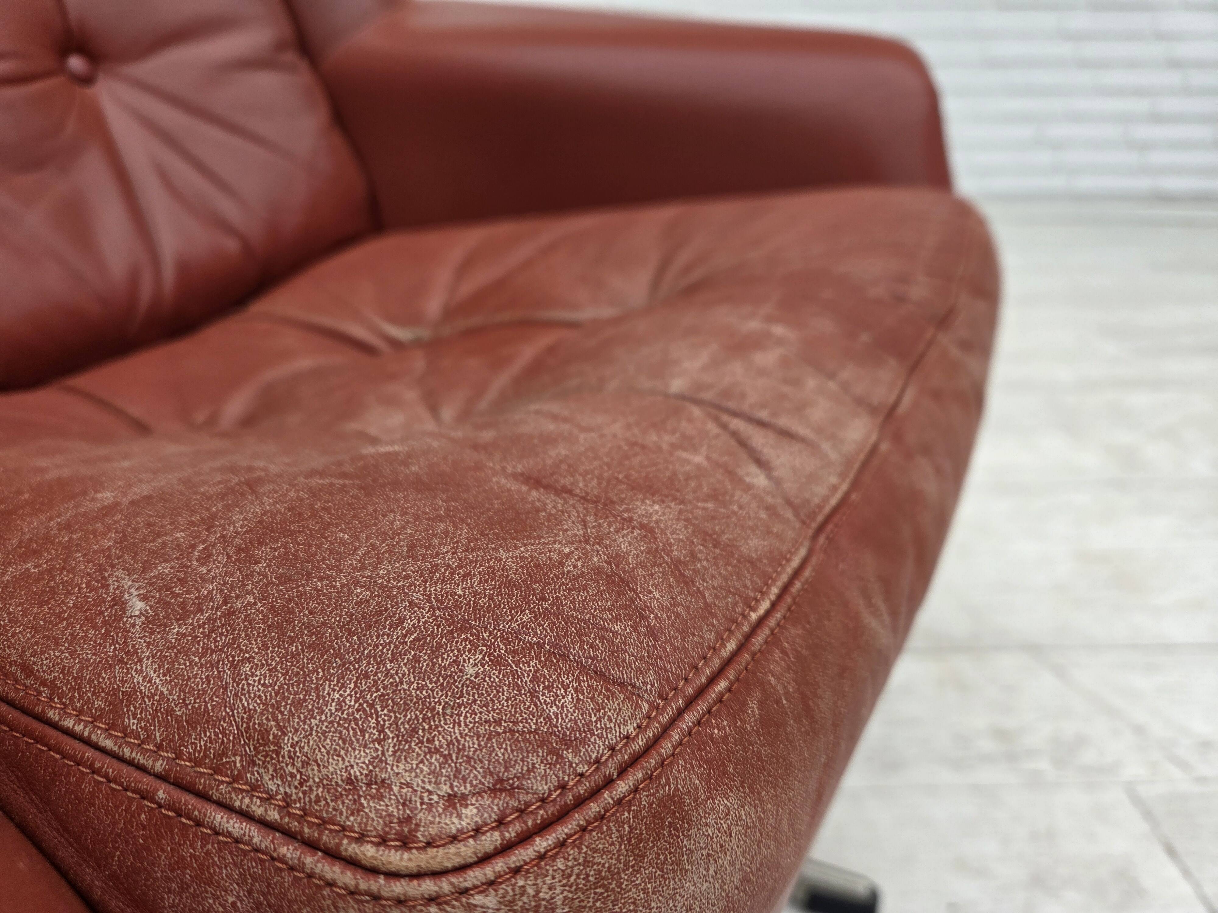 1970s, Danish design by H.W.Klein, swivel armchair, furniture leather.