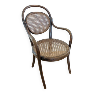 Fauteuil thonet enfant courbe et cannage rare