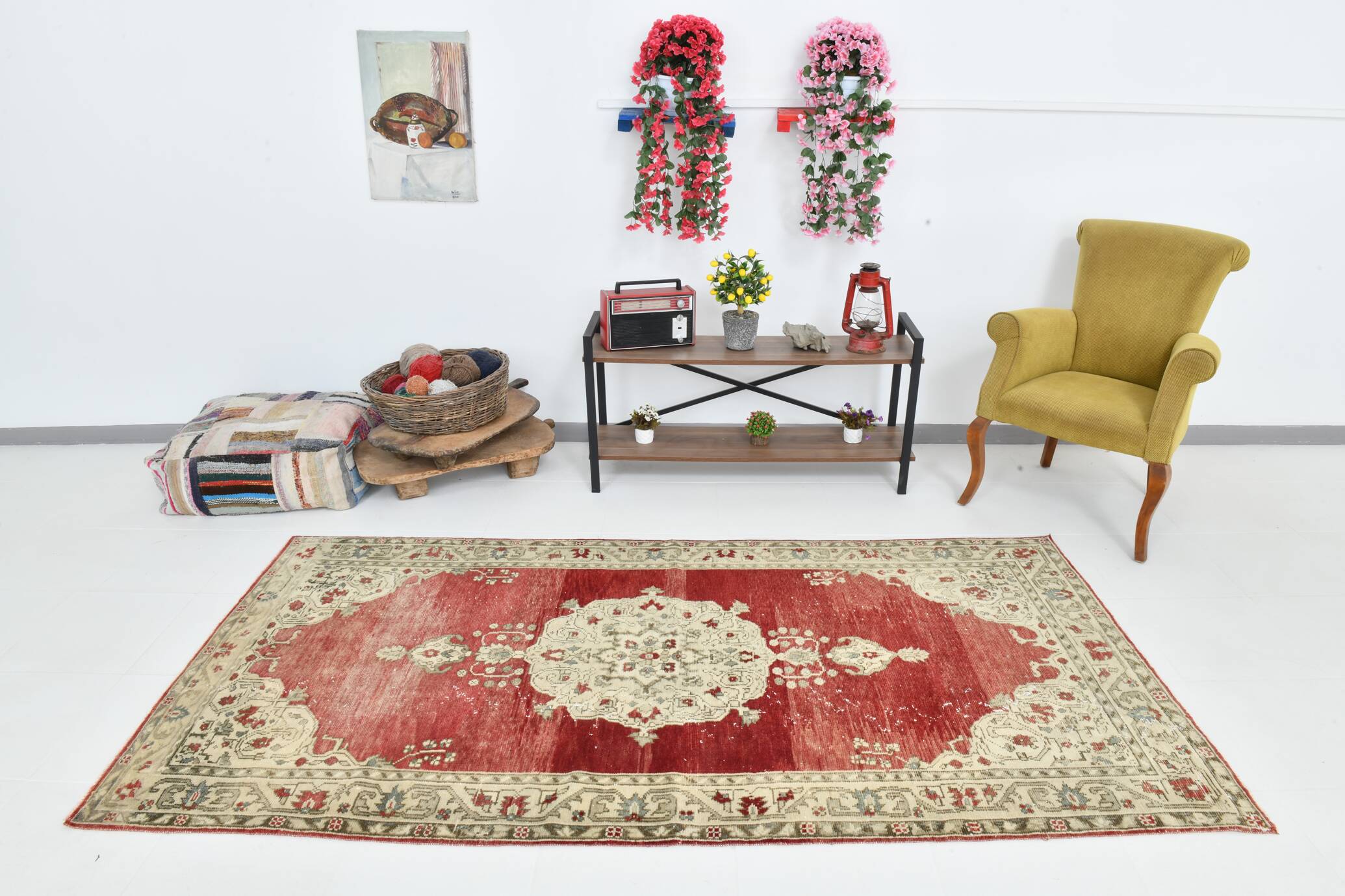 Red & Beige Oriental Vintage Rug 130x257Cm SK 22857