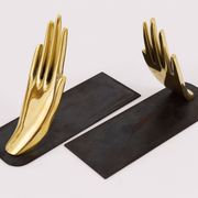 Mid-century bookends by Carl Auböck with brass hands #1928, Vienna, Austria