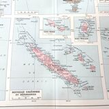 Vintage map on the islands of Oceania Australia Hawaii 43x43cm from 1950