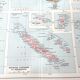 Vintage map on the islands of Oceania Australia Hawaii 43x43cm from 1950