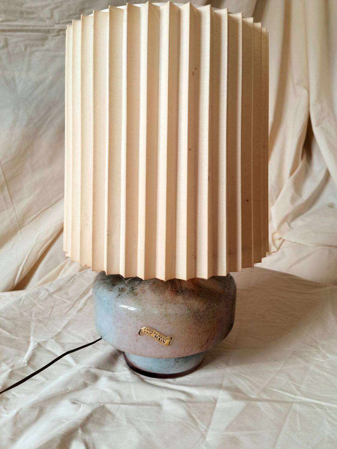 Handmade lamp in brass and Murano glass