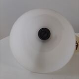 Suspension lamp Louis Kalff 60s teak and opaline