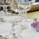 Set of 6 mismatched old crystal champagne glasses