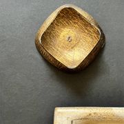 Hammered brass candle holder, brutalist design, 1970s