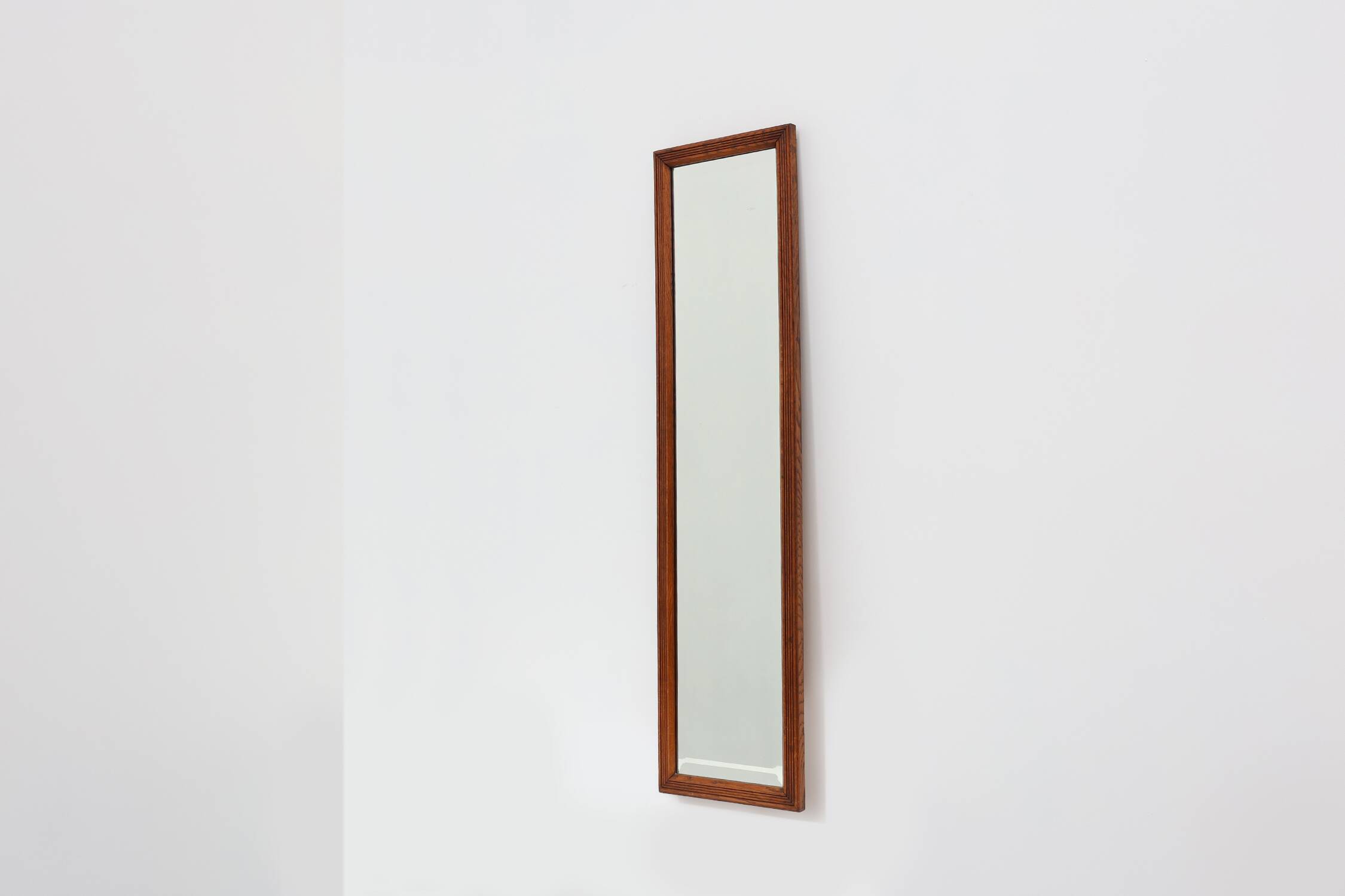 French art deco mirror with carved oak wooden frame, ca. 1930