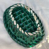 Green woven ceramic basket