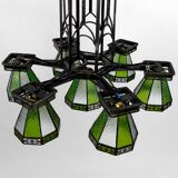 Important wrought iron chandelier, Art Deco Gothic, France, Circa 1920