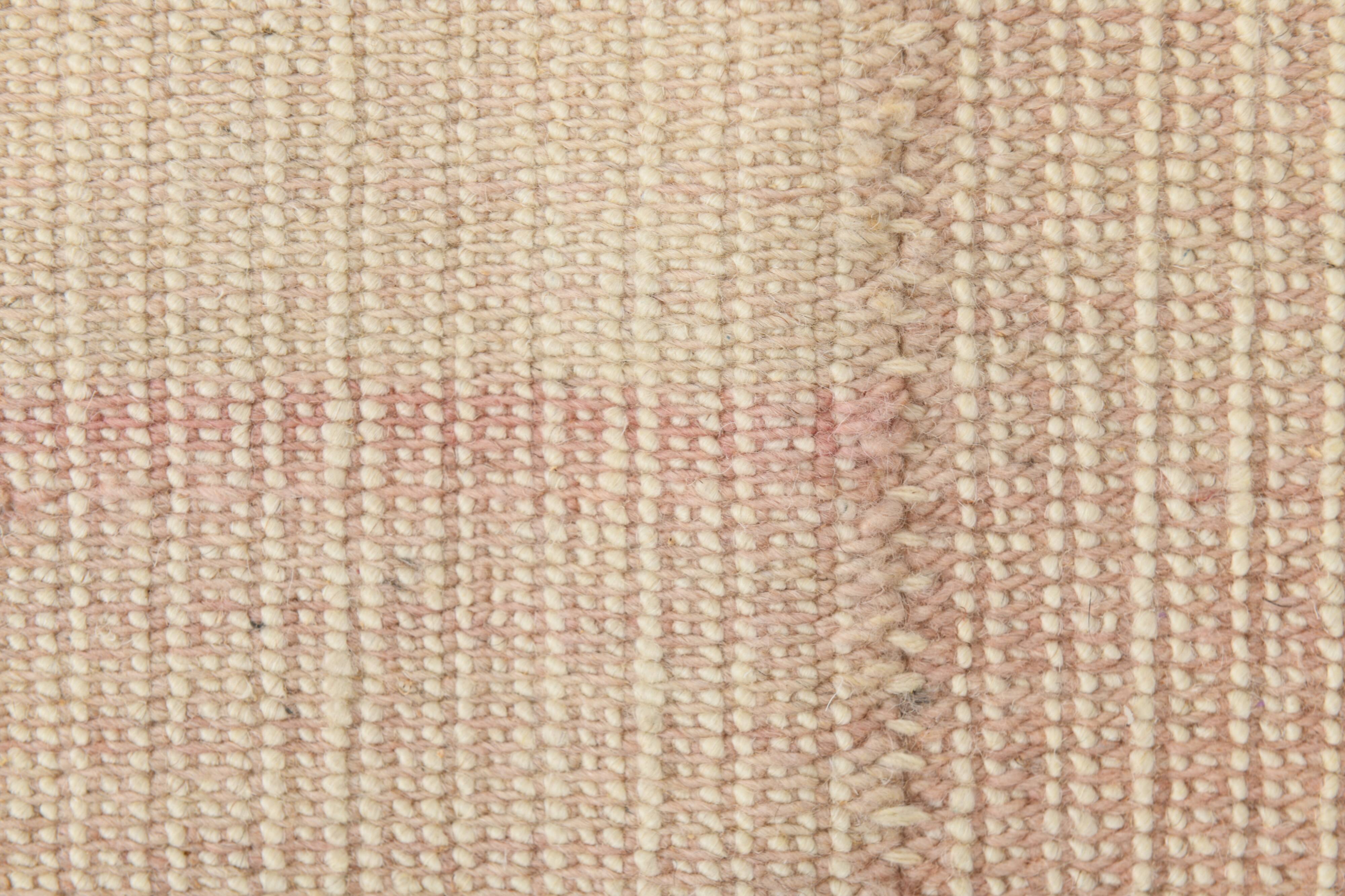 7x10 Light Pink Handmade Wool Jute Kilim Rug, 224x325Cm