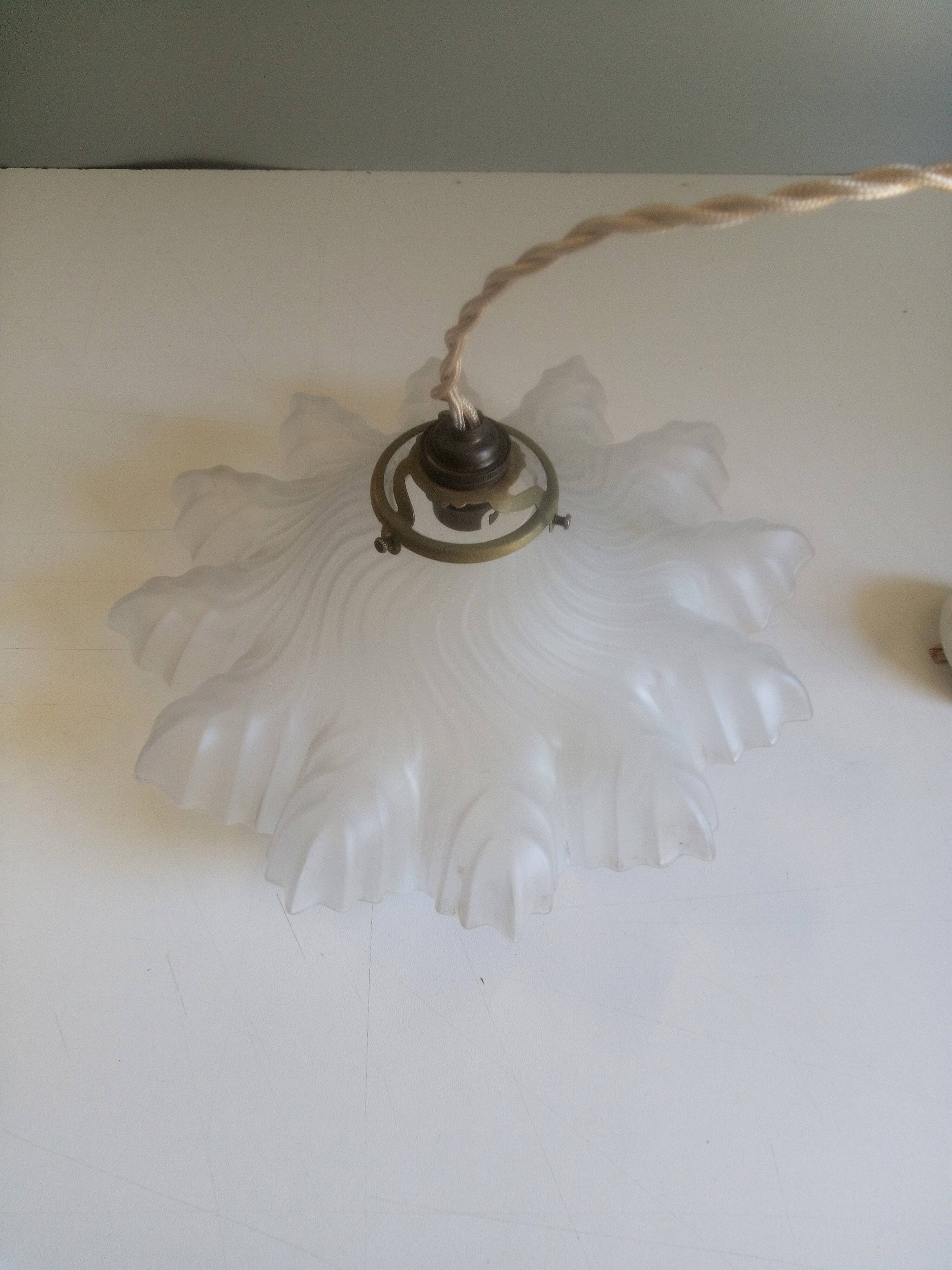 Antique molded glass pendant light - 1930-40