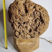 Sculptural lamp in openwork mineral concretion, brutalist style – 42 cm