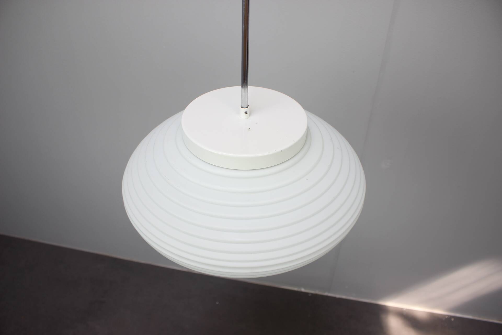 Large 1970s Czechoslovak Napako Opaline Glass Mid-Century Pendant Lamp