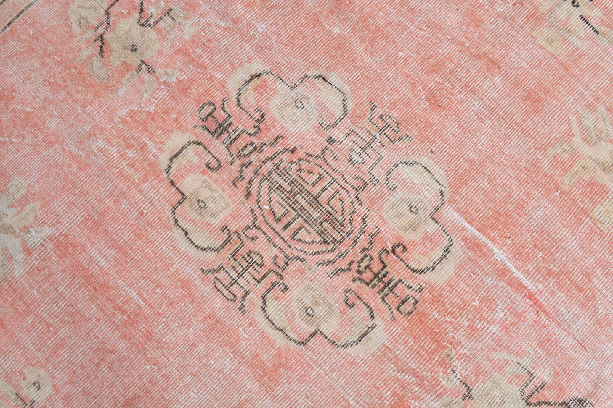 6x9 Turkish Soft Pink Bordered Vintage Rug, 191x282Cm