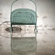Vintage design metal magazine rack in mint green, Mathieu Matégot style