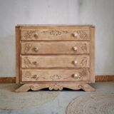 Chest of drawers raw wood foot mustache