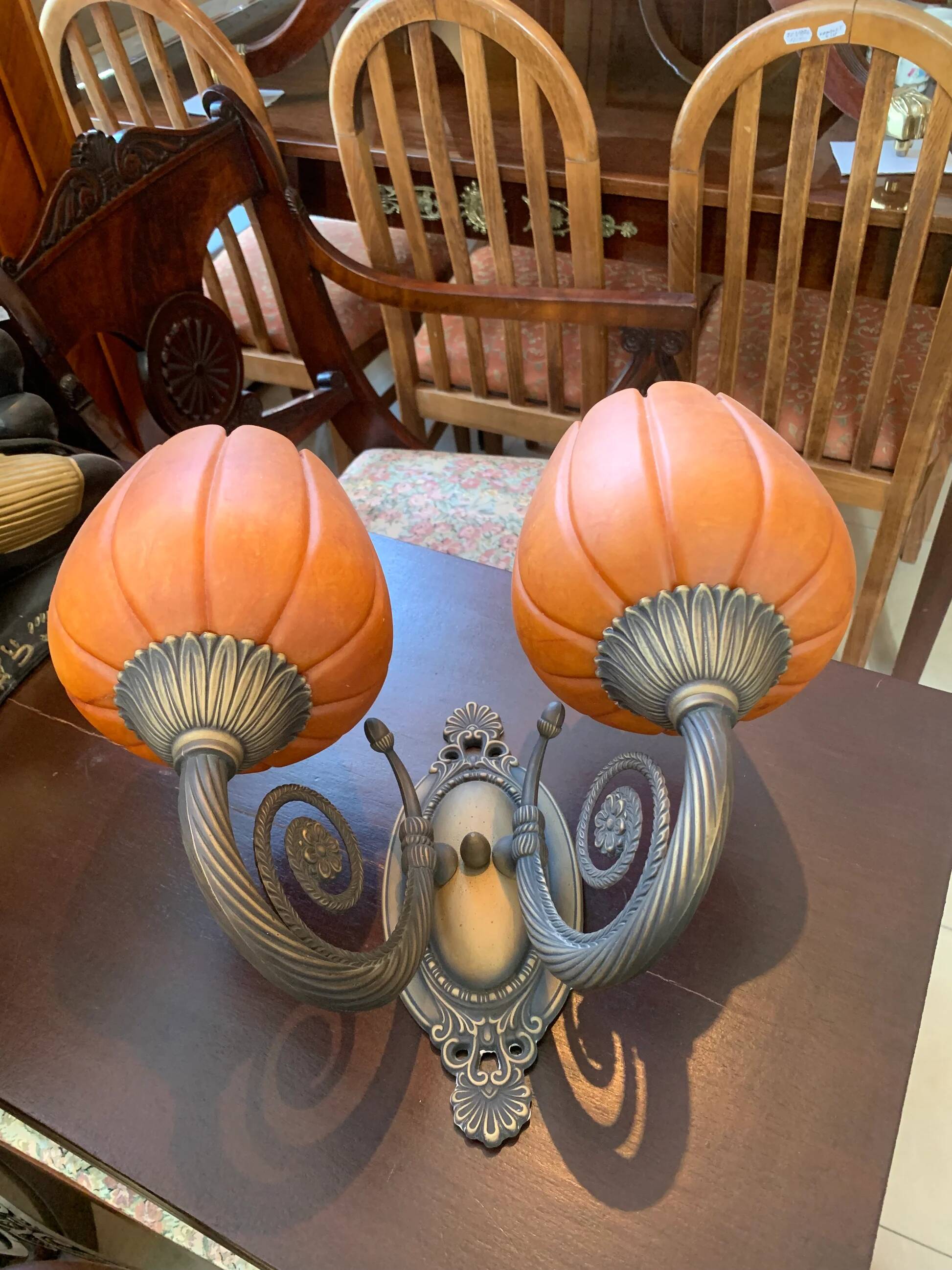 Lustre Vangelis Danai en albâtre et laiton avec 2 appliques