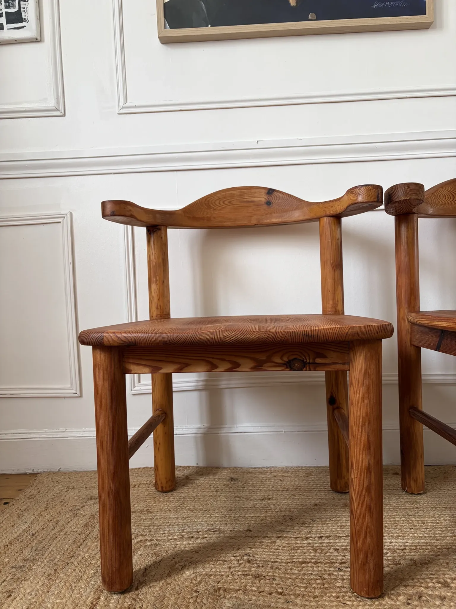 4 pine armchairs from the 1970s