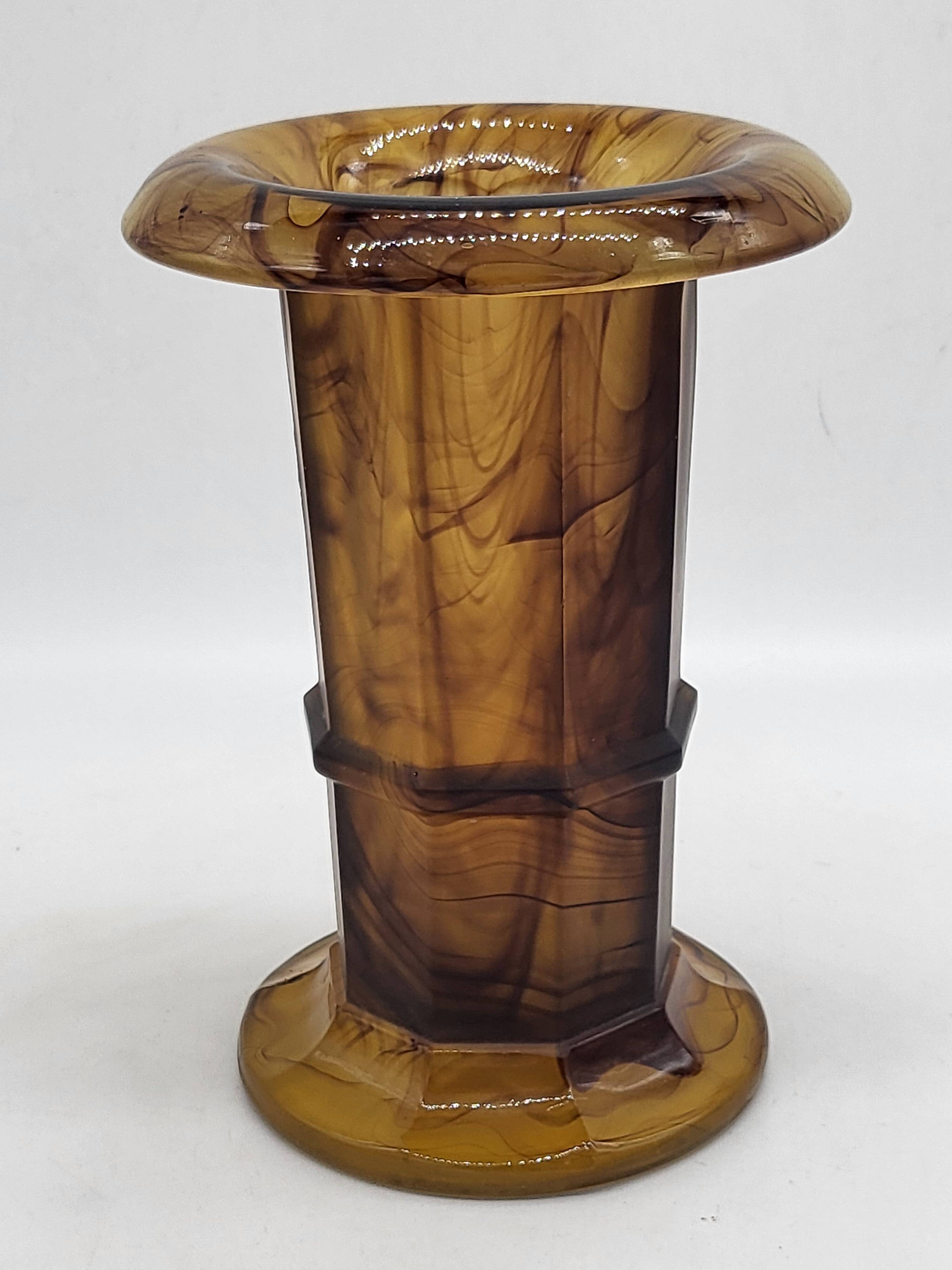 George Davidson Vintage Art Deco Amber Clouded Glass Vase