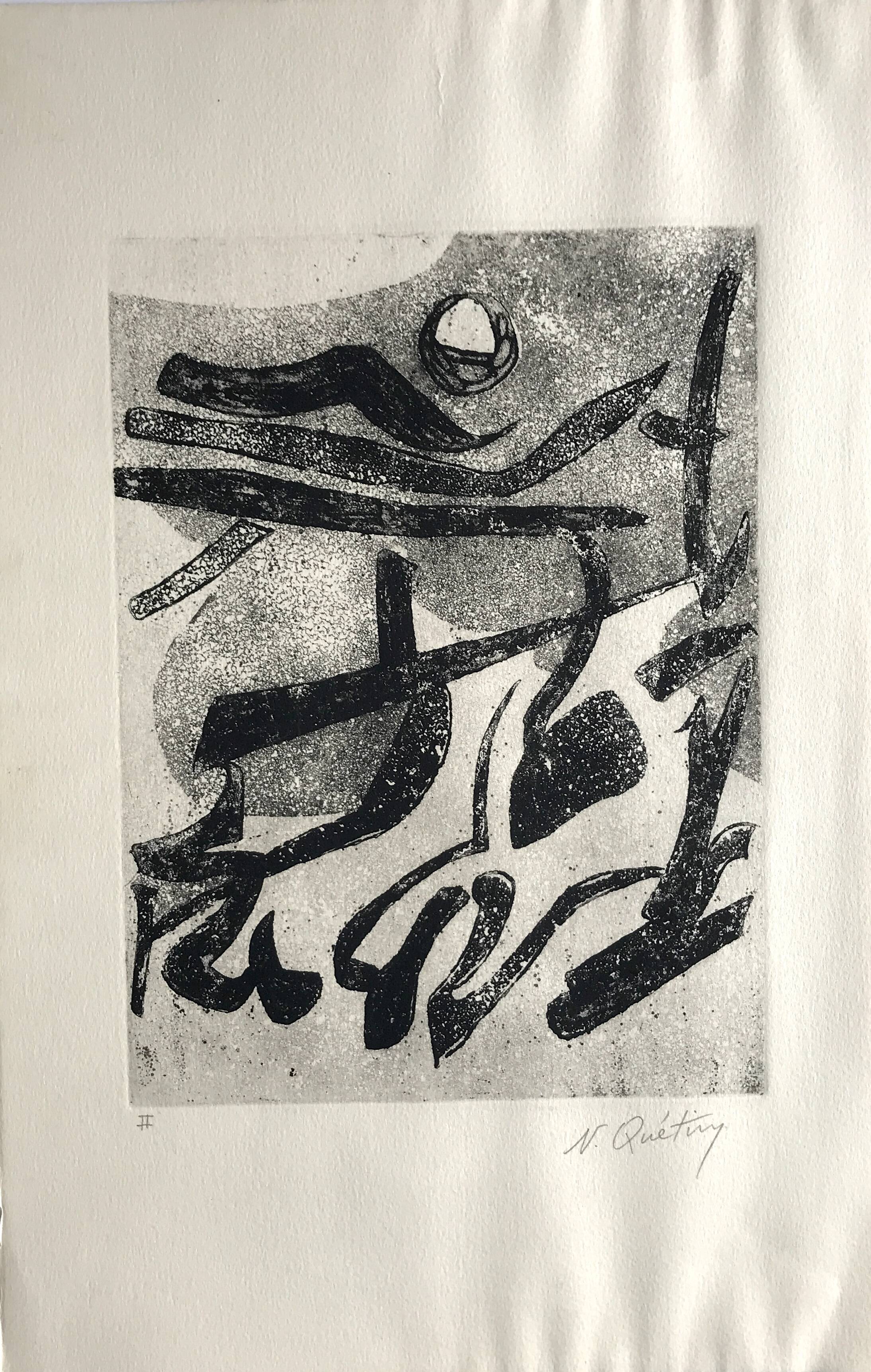 Nicole quétin, the night, c. 1990. etching signed in pencil
